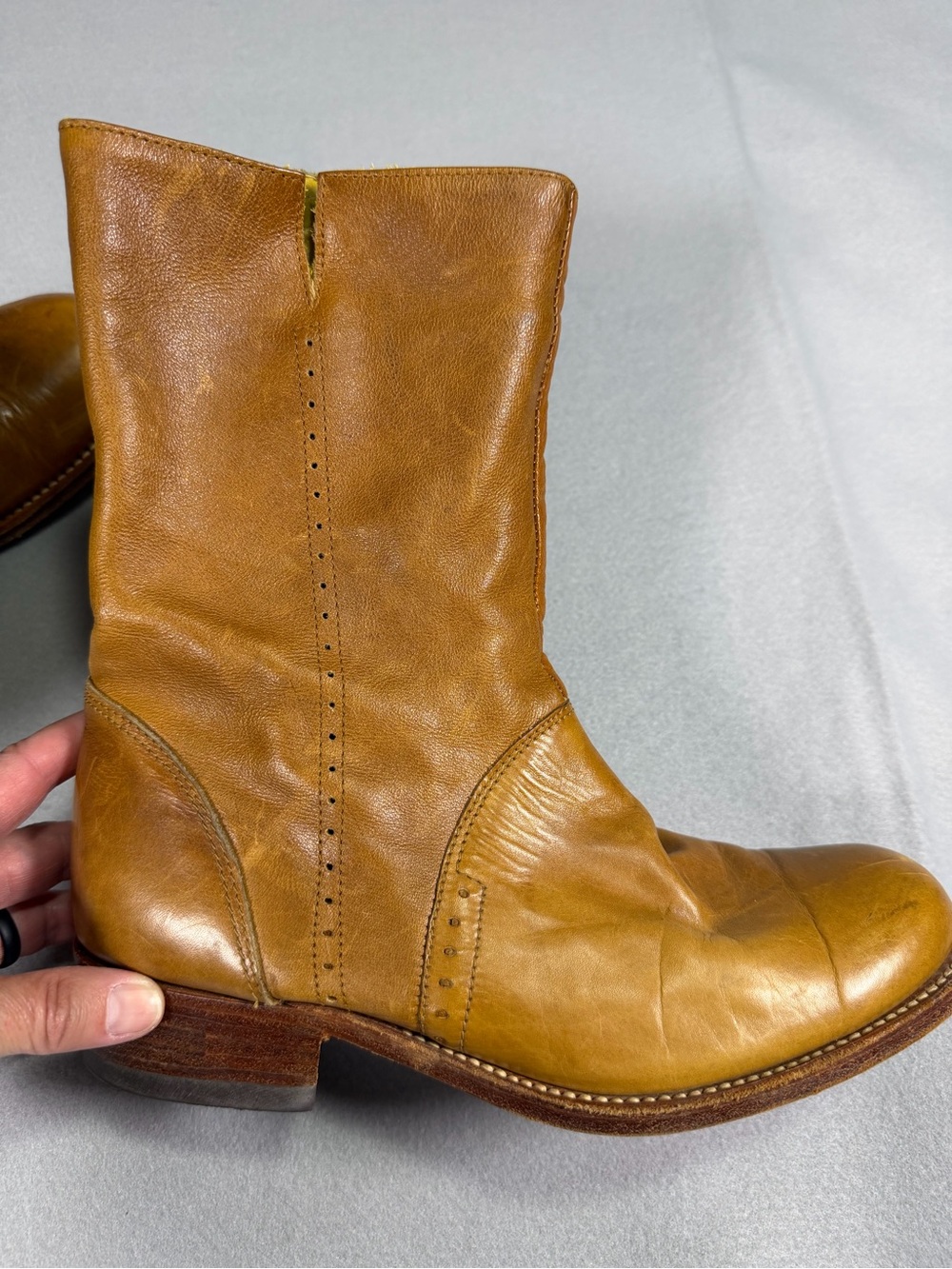 Vtg 70’s Loblan Leather Side Zip Up Boots made in Venezuela men 6.5 women 8.5